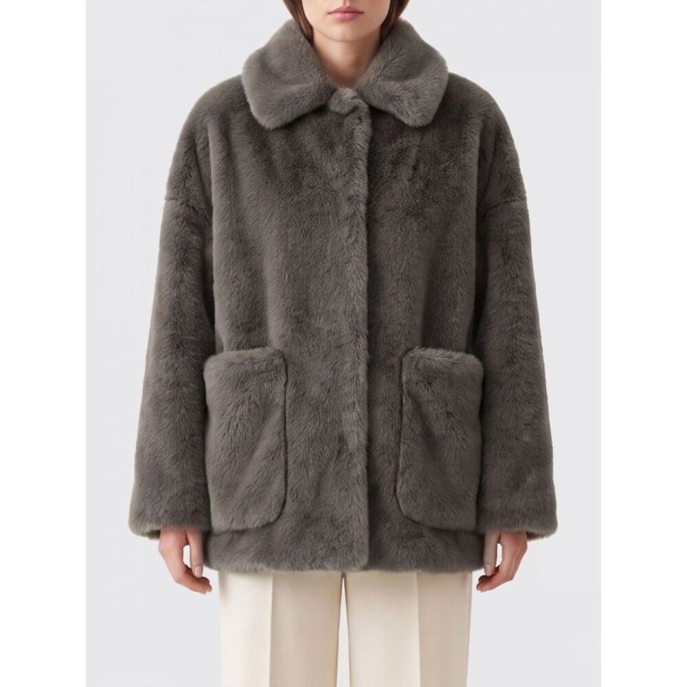 Herno Women Faux Fur Coat Herno With Classic Collar And Dropped Shoulders